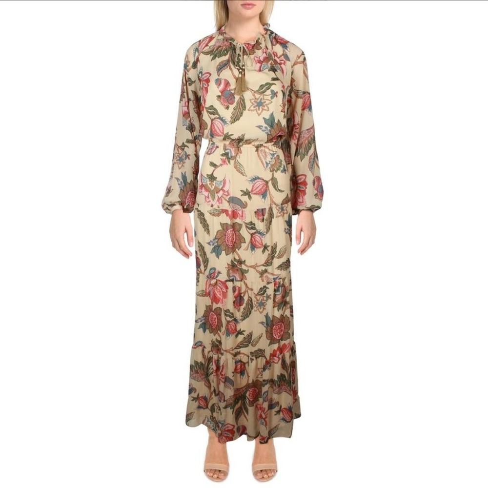 Lauren Ralph Lauren Floral Beige and Red Maxi Dress